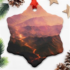 Volcanoes Magma Lava Mountains Snowflake Ornament (two Sides) by Sapixe