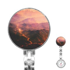 Volcanoes Magma Lava Mountains Stainless Steel Nurses Watch by Sapixe