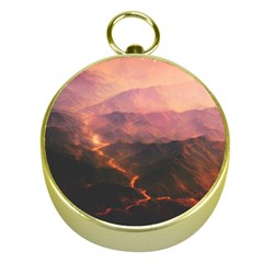 Volcanoes Magma Lava Mountains Gold Compasses by Sapixe