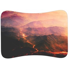 Volcanoes Magma Lava Mountains Velour Seat Head Rest Cushion by Sapixe