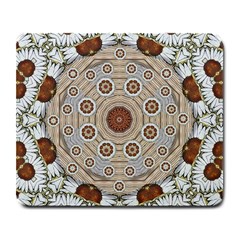 Flower Wreath In The Jungle Wood Forest Large Mousepads by pepitasart