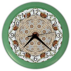 Flower Wreath In The Jungle Wood Forest Color Wall Clock by pepitasart