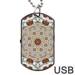 Flower Wreath In The Jungle Wood Forest Dog Tag Usb Flash (one Side) by pepitasart