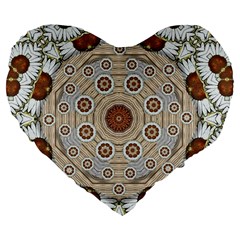 Flower Wreath In The Jungle Wood Forest Large 19  Premium Heart Shape Cushions by pepitasart