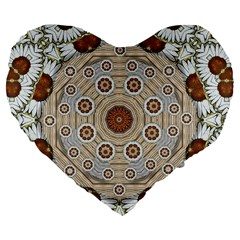 Flower Wreath In The Jungle Wood Forest Large 19  Premium Flano Heart Shape Cushions by pepitasart