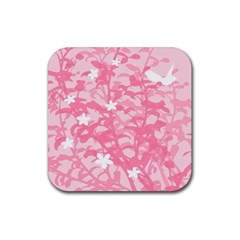 Plant Flowers Bird Spring Rubber Coaster (square)  by Sapixe