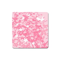 Plant Flowers Bird Spring Square Magnet