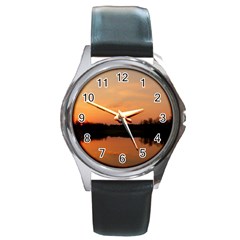 Sunset Nature Round Metal Watch by Sapixe