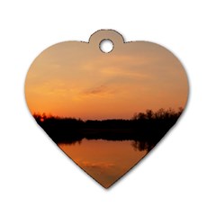 Sunset Nature Dog Tag Heart (two Sides) by Sapixe