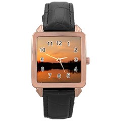 Sunset Nature Rose Gold Leather Watch  by Sapixe