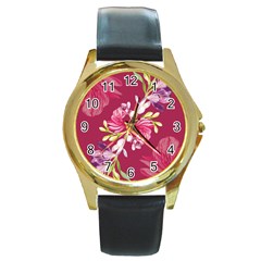 Motif Design Textile Design Round Gold Metal Watch by Sapixe