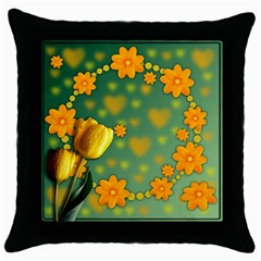 Background Design Texture Tulips Throw Pillow Case (black) by Sapixe