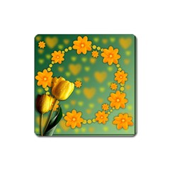 Background Design Texture Tulips Square Magnet