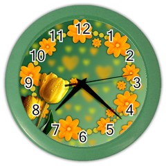 Background Design Texture Tulips Color Wall Clock by Sapixe