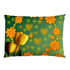 Background Design Texture Tulips Pillow Case by Sapixe