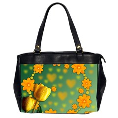 Background Design Texture Tulips Oversize Office Handbag (2 Sides) by Sapixe