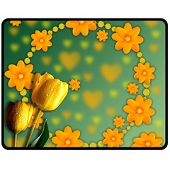 Background Design Texture Tulips Fleece Blanket (medium)  by Sapixe