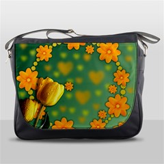 Background Design Texture Tulips Messenger Bag by Sapixe