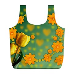 Background Design Texture Tulips Full Print Recycle Bag (l) by Sapixe