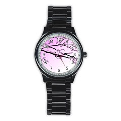 Essential Oils Flowers Nature Plant Stainless Steel Round Watch by Sapixe