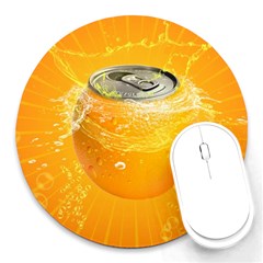 Orange Drink Splash Poster Round Mousepads by Sapixe