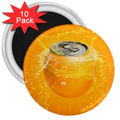 Orange Drink Splash Poster 3  Magnets (10 Pack)  by Sapixe