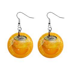 Orange Drink Splash Poster Mini Button Earrings by Sapixe