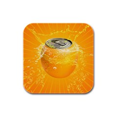 Orange Drink Splash Poster Rubber Square Coaster (4 Pack)  by Sapixe