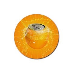 Orange Drink Splash Poster Rubber Round Coaster (4 Pack)  by Sapixe