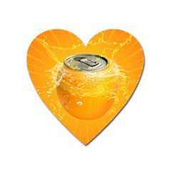 Orange Drink Splash Poster Heart Magnet by Sapixe