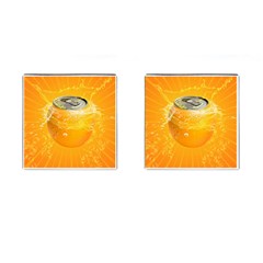 Orange Drink Splash Poster Cufflinks (square) by Sapixe