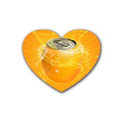 Orange Drink Splash Poster Rubber Coaster (heart)  by Sapixe