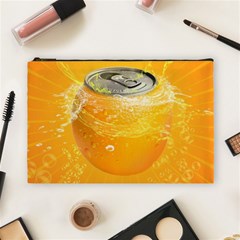 Orange Drink Splash Poster Cosmetic Bag (large) by Sapixe