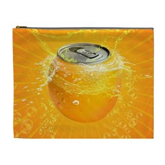 Orange Drink Splash Poster Cosmetic Bag (xl) by Sapixe