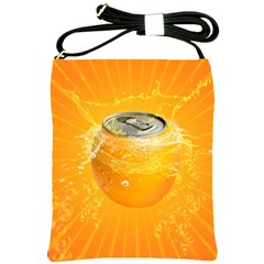 Orange Drink Splash Poster Shoulder Sling Bag by Sapixe