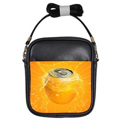 Orange Drink Splash Poster Girls Sling Bag by Sapixe