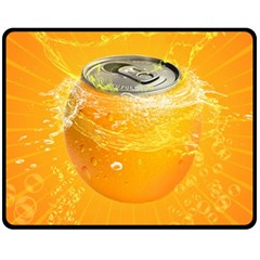 Orange Drink Splash Poster Fleece Blanket (medium)  by Sapixe