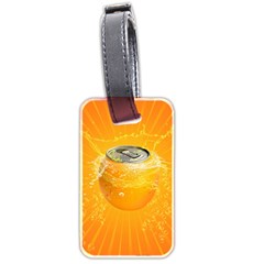 Orange Drink Splash Poster Luggage Tags (two Sides) by Sapixe