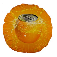 Orange Drink Splash Poster Large 18  Premium Round Cushions by Sapixe