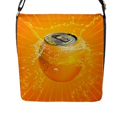 Orange Drink Splash Poster Flap Closure Messenger Bag (l) by Sapixe