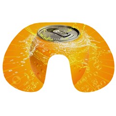 Orange Drink Splash Poster Travel Neck Pillows by Sapixe