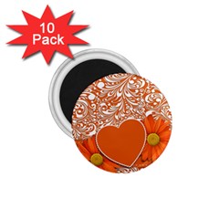 Flower Floral Heart Background 1 75  Magnets (10 Pack)  by Sapixe