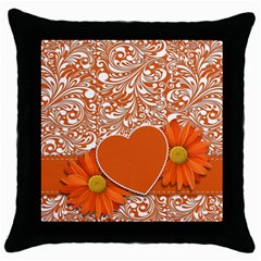 Flower Floral Heart Background Throw Pillow Case (black) by Sapixe