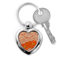 Flower Floral Heart Background Key Chains (heart)  by Sapixe