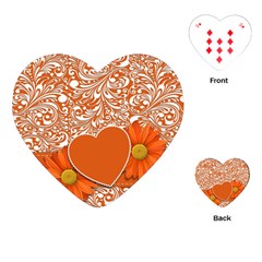 Flower Floral Heart Background Playing Cards (heart) by Sapixe