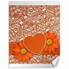 Flower Floral Heart Background Canvas 18  X 24  by Sapixe