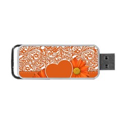 Flower Floral Heart Background Portable Usb Flash (two Sides) by Sapixe