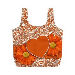 Flower Floral Heart Background Full Print Recycle Bag (m) by Sapixe