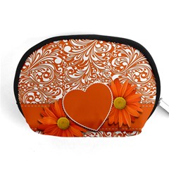 Flower Floral Heart Background Accessory Pouch (medium) by Sapixe