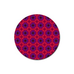 Retro Abstract Boho Unique Rubber Round Coaster (4 Pack)  by Sapixe